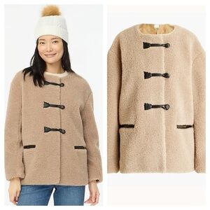 I. Crew Tan Toggle Coat Sherpa toggle coat size L